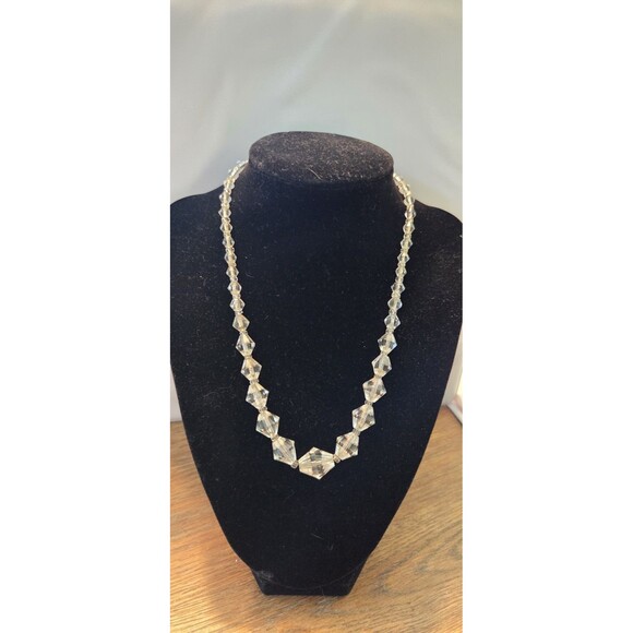Vintage Clear Quartz Necklace Art Deco Gold-Filled Lobster-Claw Closure 16" - Picture 1 of 3